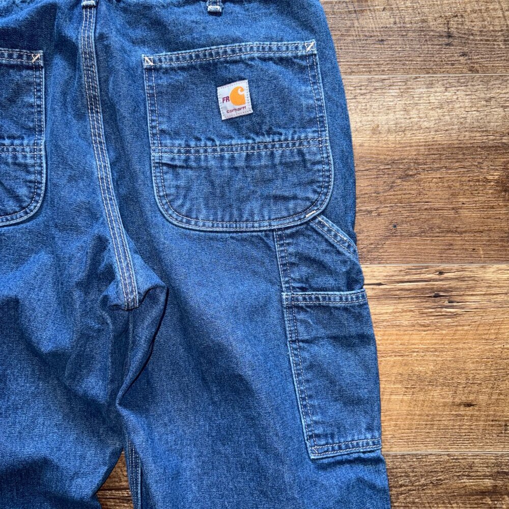 Carhartt Men's FR Signature Denim Dungaree NWOT 34X30 - Picture 3 of 14